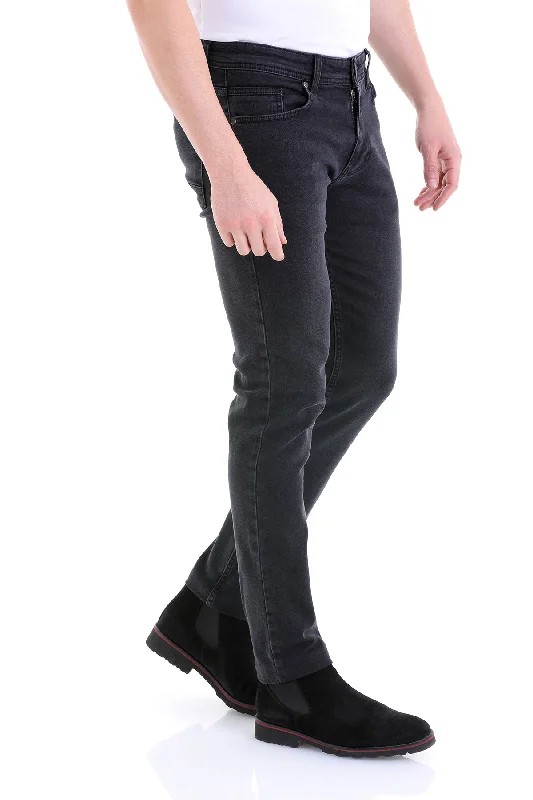 Slim Fit 5 Pocket Low Waist Charcoal Cotton Denim