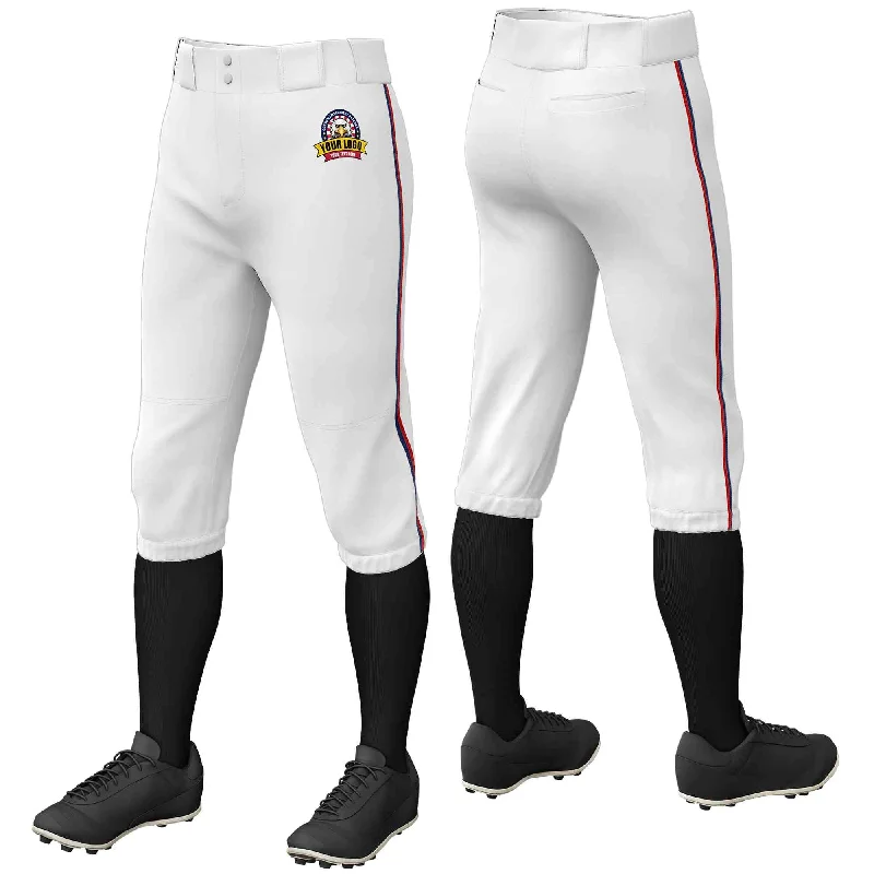 Markdown Sale Custom White Navy-Red Classic Fit Stretch Practice Knickers Baseball Pants