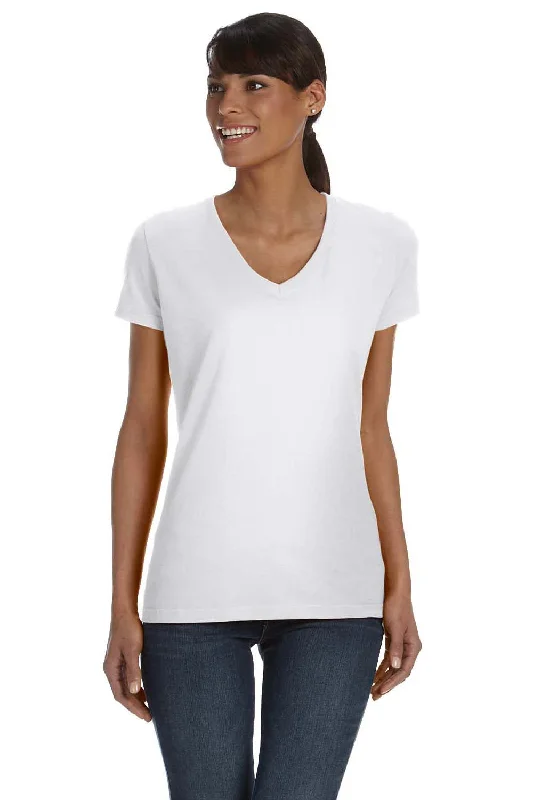Fantastic Savings Fruit Of The Loom Womens HD Jersey Short Sleeve V-Neck T-Shirt - White - Closeout