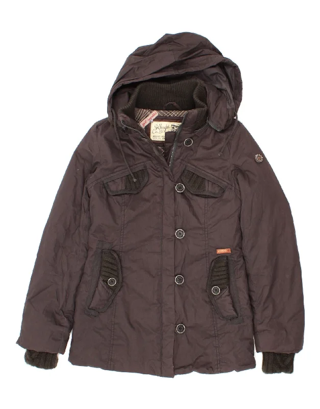 YEAR-End Clearance KHUJO Womens Hooded Windbreaker Jacket UK 10 Small Black Polyester
