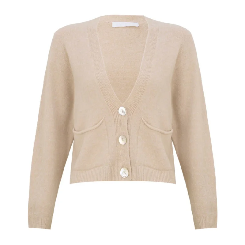 Weekend Deals That Dazzle Pookie Crop Boxy Cardigan in Beige