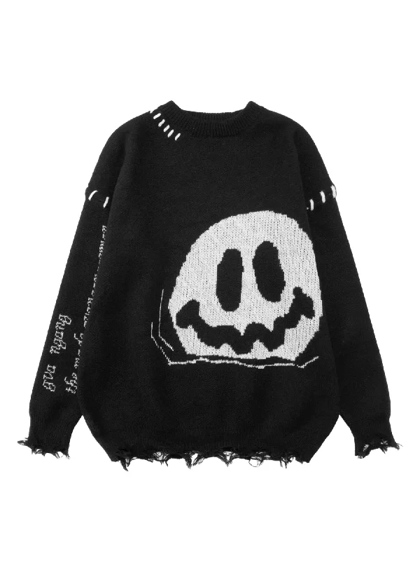 Thesupermade Dark Smiley Face Crewneck Sweater