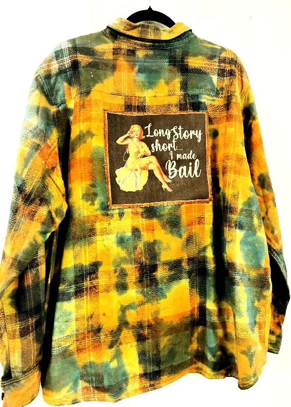 Hurry In Tie Dye Flannel with quote:  I Made Bail