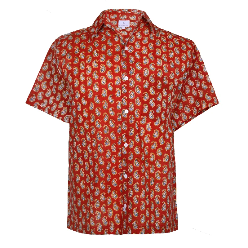 Pallas Red Paisley Men's Short Sleeve Shirt store credit only