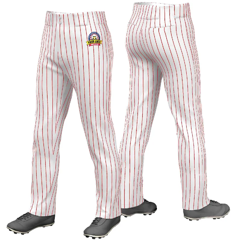Loyalty Reward Custom White Red Pinstripe Fit Stretch Practice Loose-fit Baseball Pants