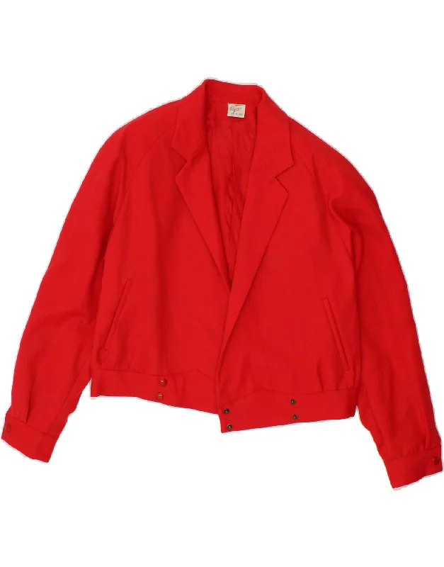 Exclusive Deal VINTAGE Womens Crop Bomber Jacket IT 42 Medium Red Wool