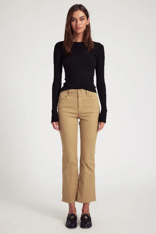 Special Offer Khaki 5 Pocket Ankle Flare Pants