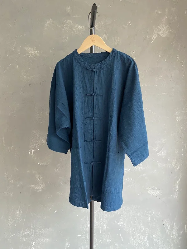 Weekend Specials to Indulge In Hand-dyed Chinese Button Jacket (Navy Blue)