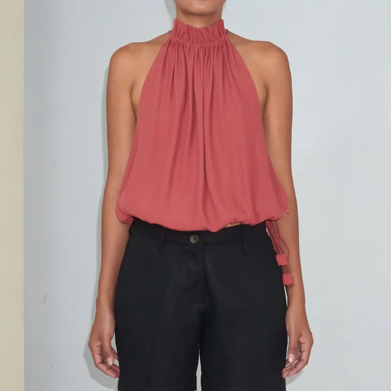 Grand Opening Sale STREAM HALTER TOP - Rayon Fujette Crepe | Dusty Rose