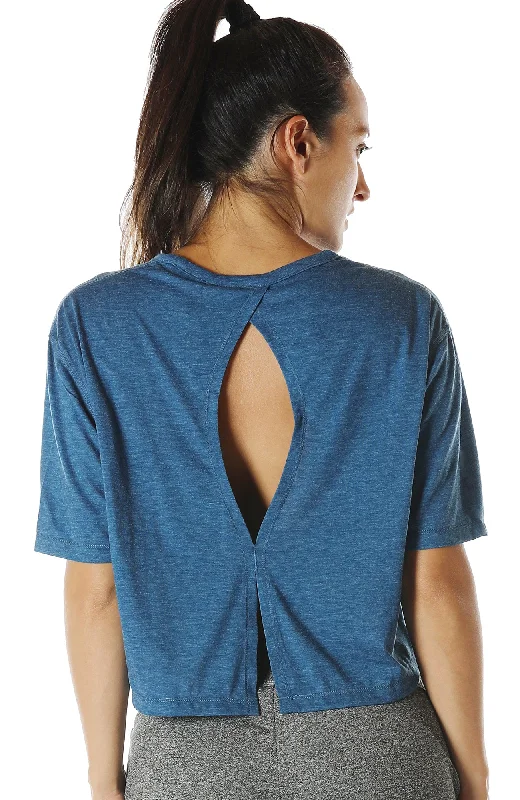Weekend Discounts to Delight icyzone Open Back Workout Top Shirts - Yoga t-Shirts Activewear Exercise Crop Tops for Women