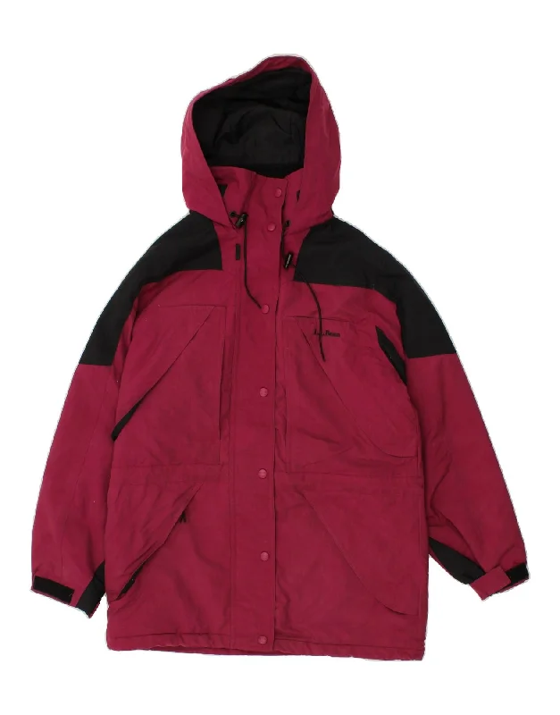 Weekend Discounts to Grab L.L.BEAN Womens Hooded Windbreaker Coat UK 10 Small Pink Colourblock Nylon