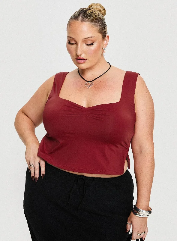 Weekend Offers That Shine Rehna Top Burgundy Curve