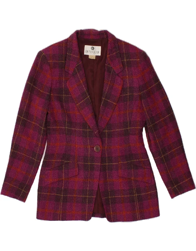 Great Deals VINTAGE Womens 1 Button Blazer Jacket UK 14 Medium Pink Check Wool