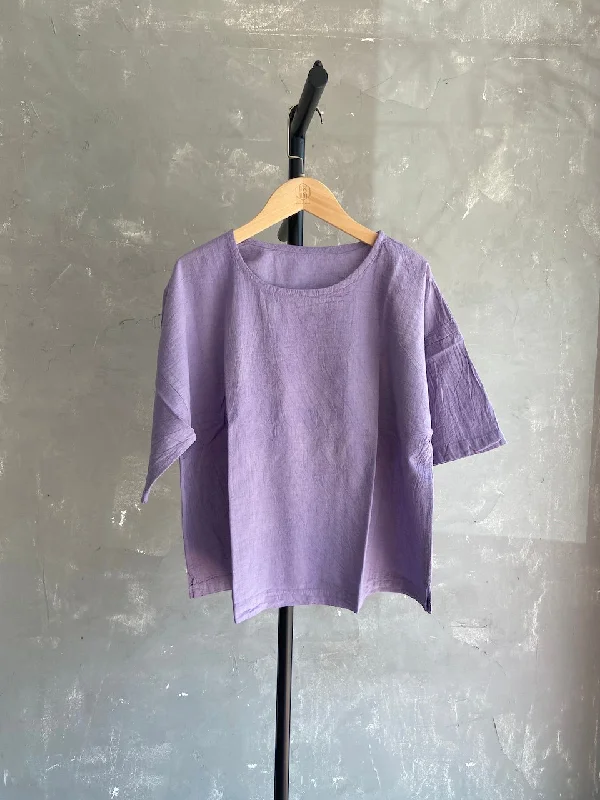 Mega Discount Hand Dyed Short Top in Liliac