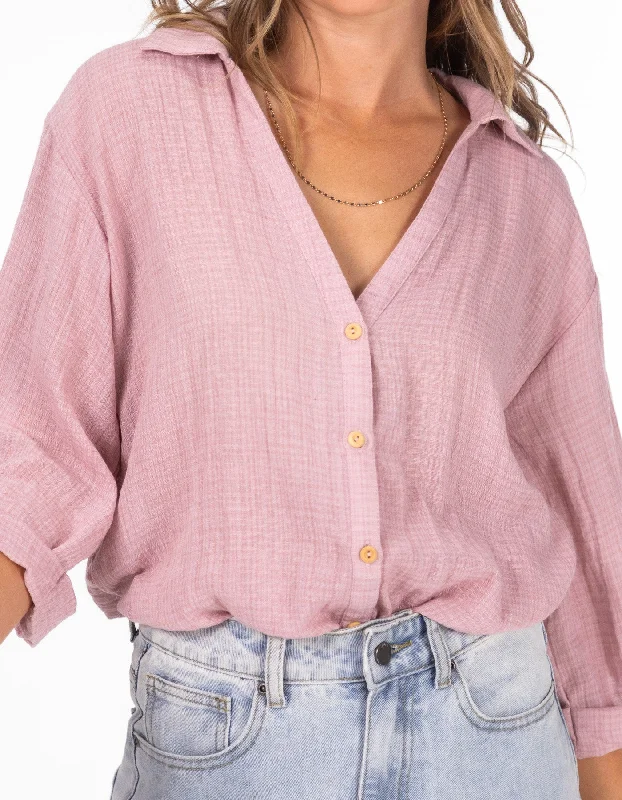The Best Deal Hawthorn Oversize Button Down Shirt in Blush