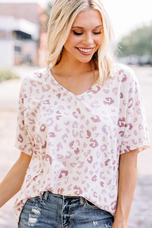 Overstock Here I Am Mauve Pink Leopard Top