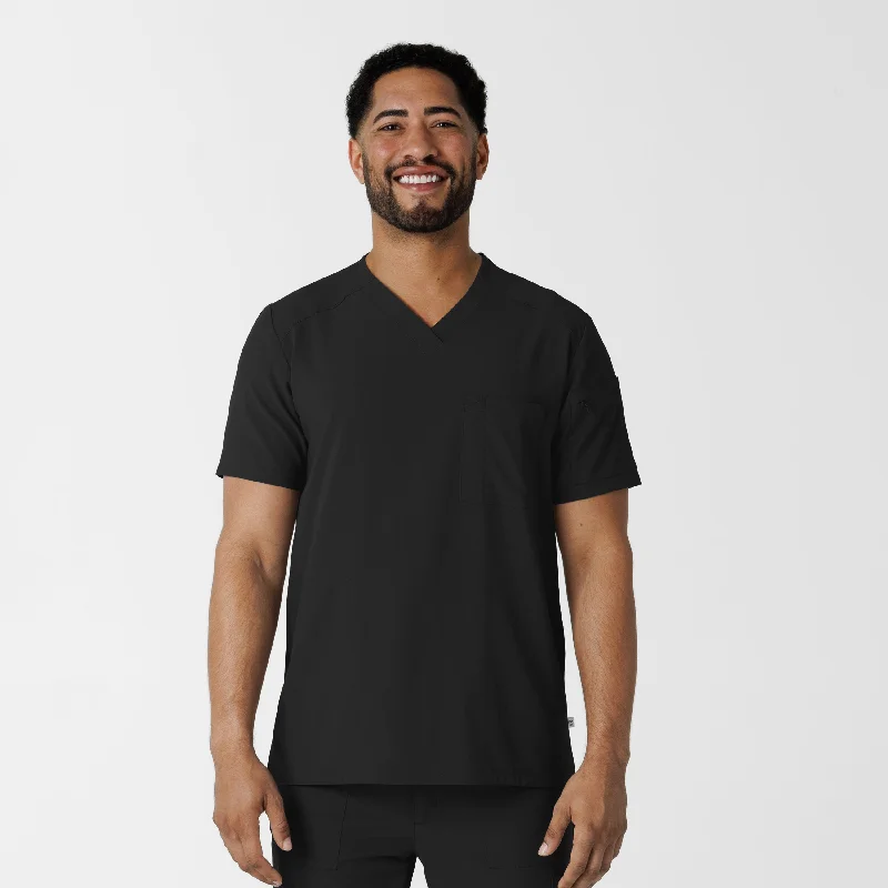 RENEW Men's V-Neck 5 Pocket Scrub Top - Black