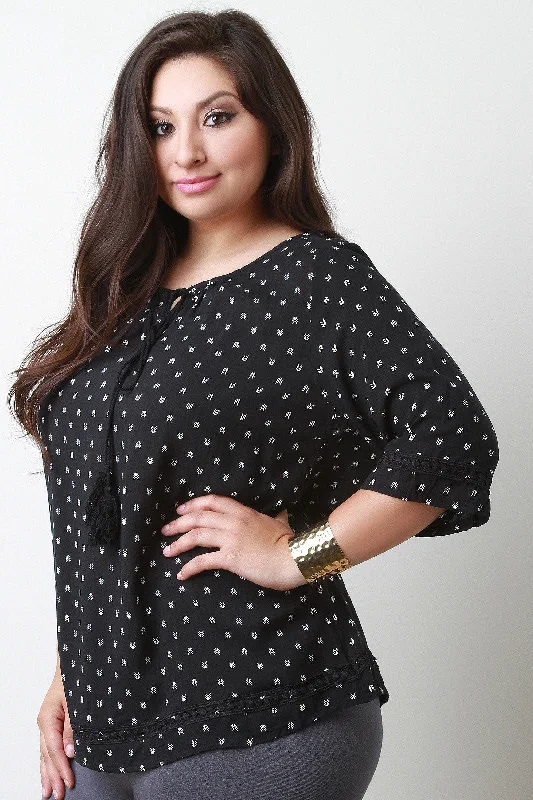 Weekend Savings Bonanza Arrow Print Peasant Top