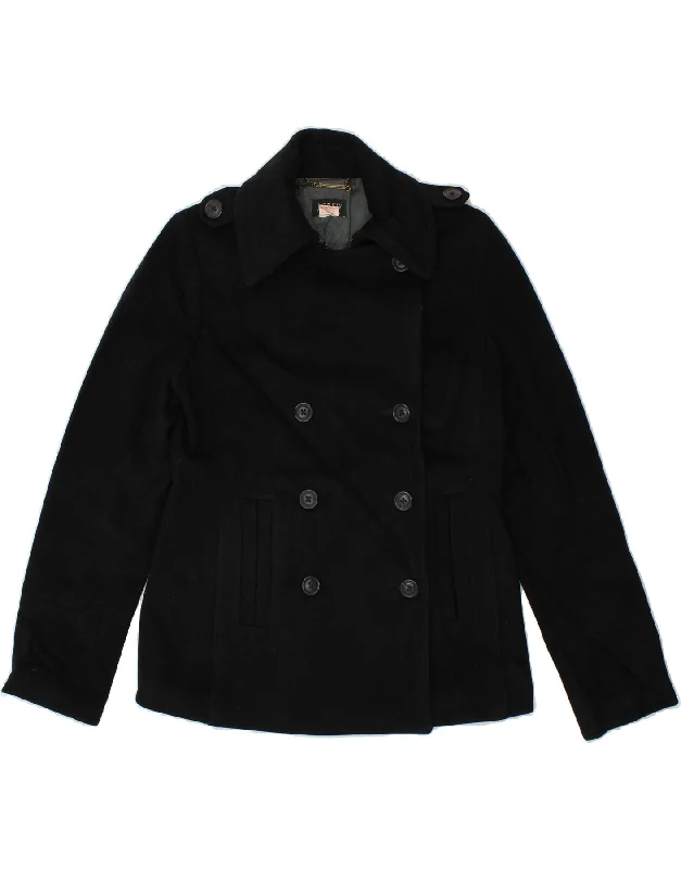 Weekend Price Cuts Galore J. CREW Womens Pea Coat UK 10 Small Black Wool