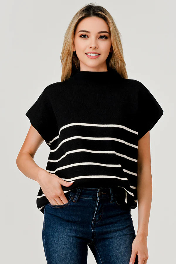 Weekend Savings Delight The Striped Mock Sweater
