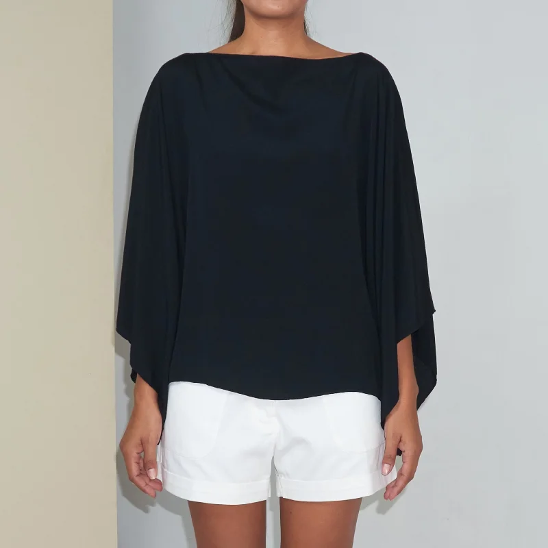 Weekend Offers You Can't Ignore DAUN KIMONO TOP - Rayon Fujette Crepe | Black