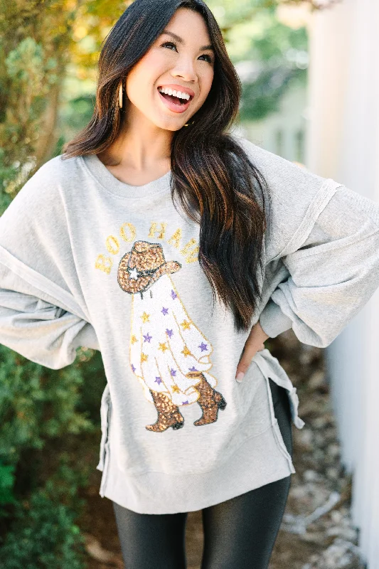 Weekend Special Boo Haw Heather Gray Sequin Pullover