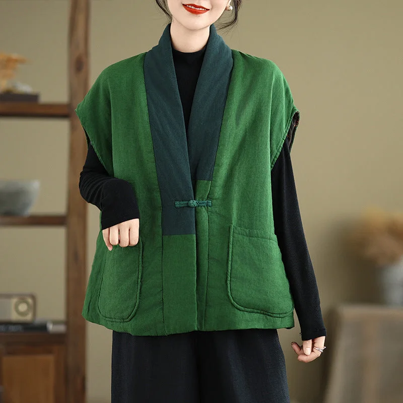 Bargain Bin Babakud Women Winter Loose Cotton Linen Vest