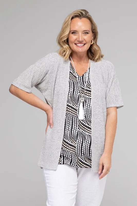 Time-Limited Offer Silver Haven Poly/Rayon Knit Short Sleeve Cardigan