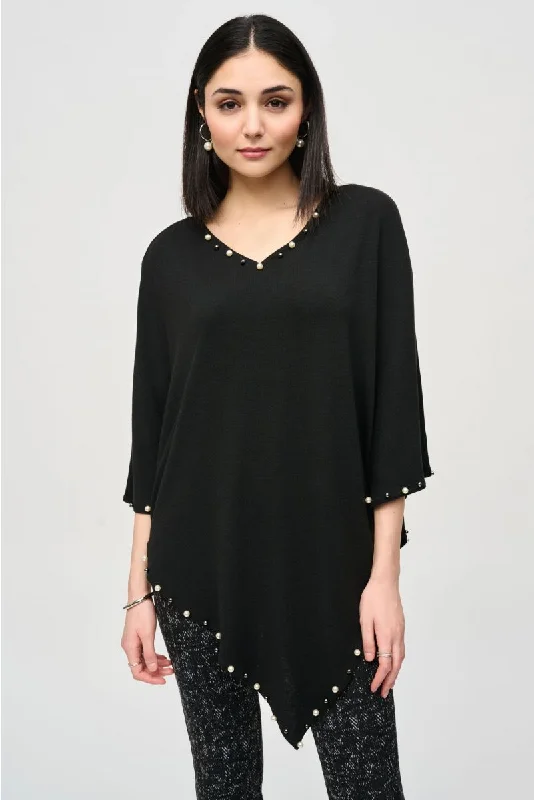 Unmissable Offer Joseph Ribkoff Black Pearl Embellished Poncho Top 243222