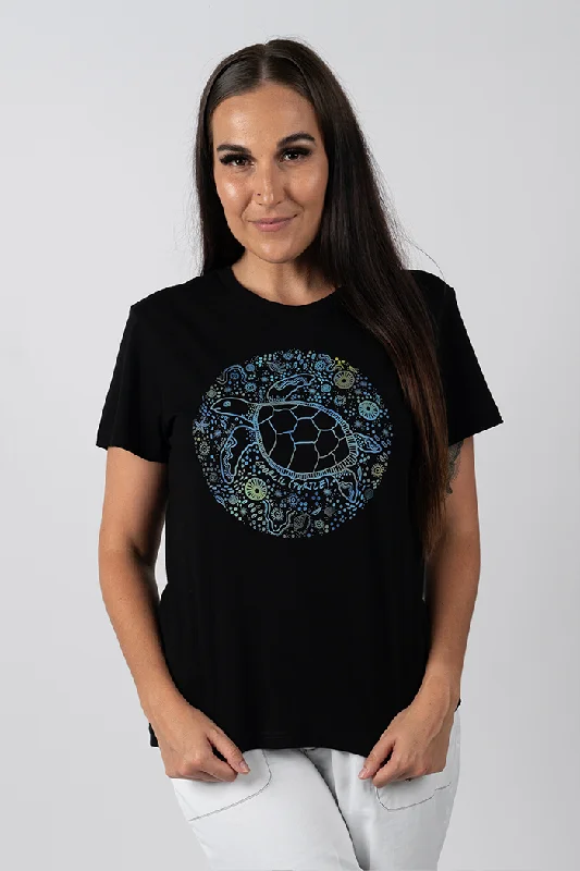 Final Markdown Goorlil (Turtle) Black Cotton Crew Neck Women's T-Shirt