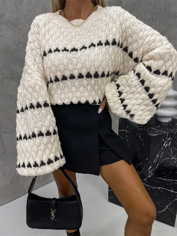 Special Price Crew Neck Two-Tone Trendy Decor Casual Sweater