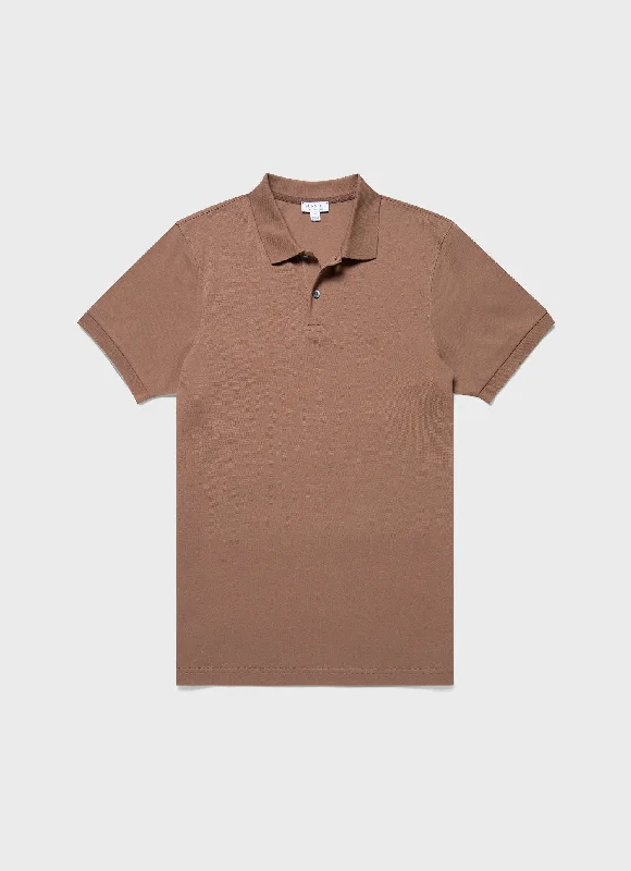 Men's Piqué Polo Shirt in Dark Sand