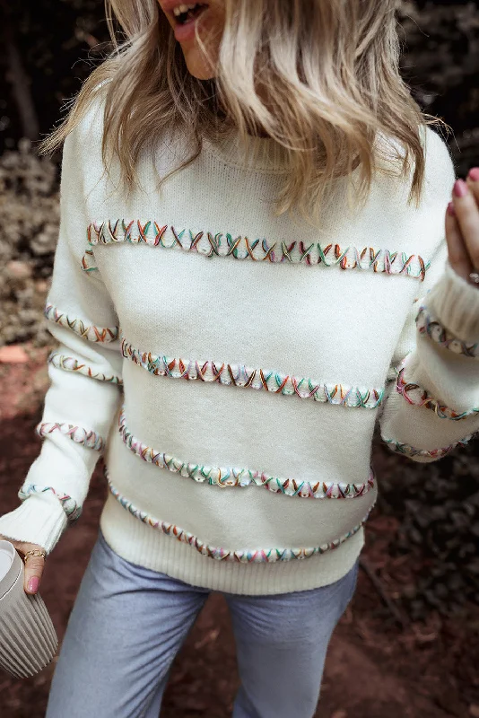Weekend Offers That Shine Colorful Crossed Stitch Sweater