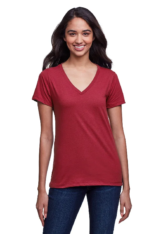 Deal Mania Next Level Womens Eco Performance Moisture Wicking Short Sleeve V-Neck T-Shirt - Cardinal Red - Closeout