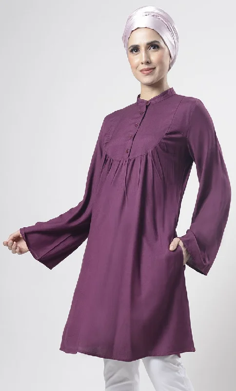 Super Sale Comfy Everyday wear Wine Front Open Button Long Tunic