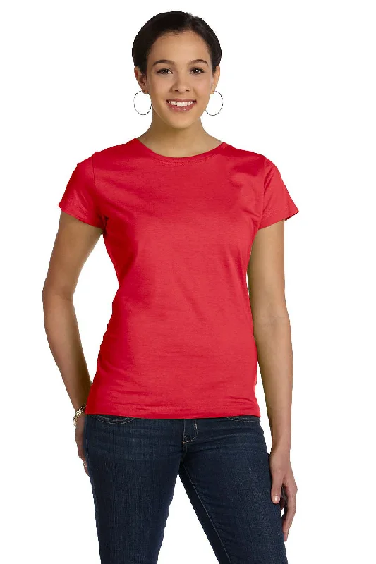 Super Deal LAT Womens Fine Jersey Short Sleeve Crewneck T-Shirt - Red