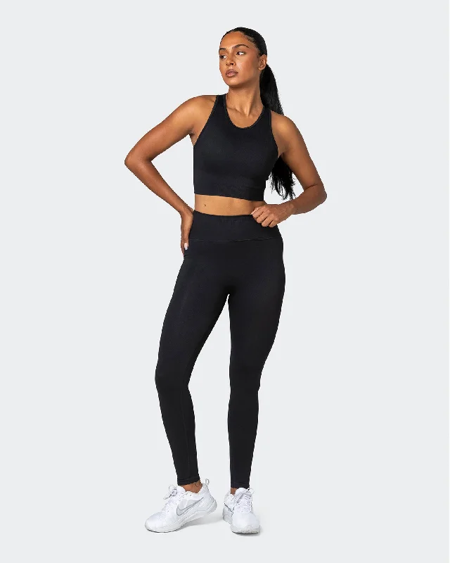 Weekend Wonders Await! Longline Seamless Bra - Black