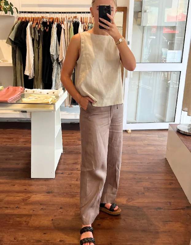 Special Savings Whisper Sleeveless Top in Beige Linen