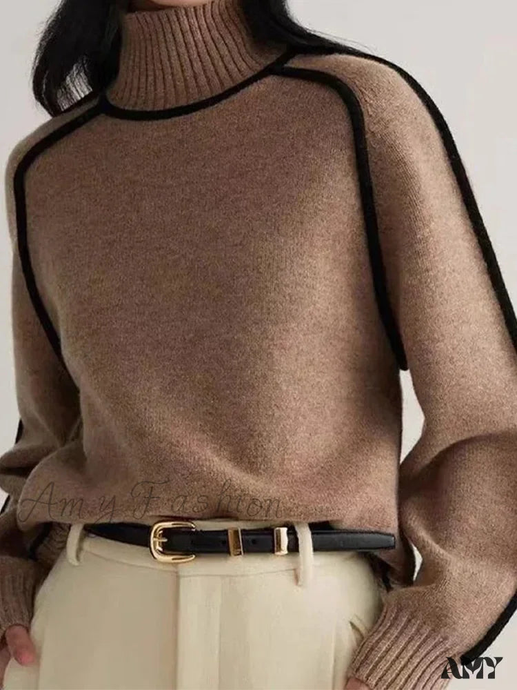 Weekend Bargains to Celebrate Patchwork Turtleneck Knitted Warm Thicken Long Sleeve Sweater Weekend Bargains to Celebrate Patchwork Turtleneck Knitted Warm Thicken Long Sleeve Sweater