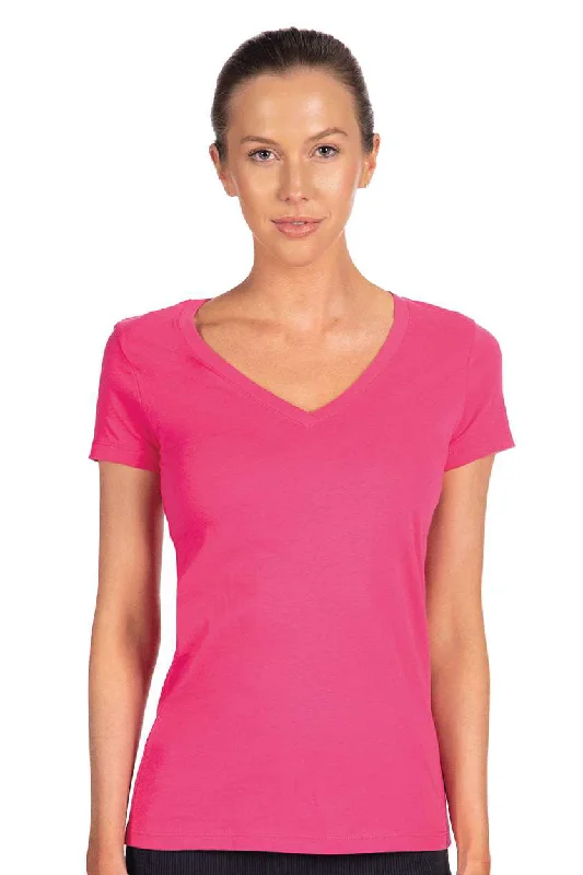 Crazy Deals Next Level Womens Ideal Jersey Short Sleeve V-Neck T-Shirt - Raspberry Pink