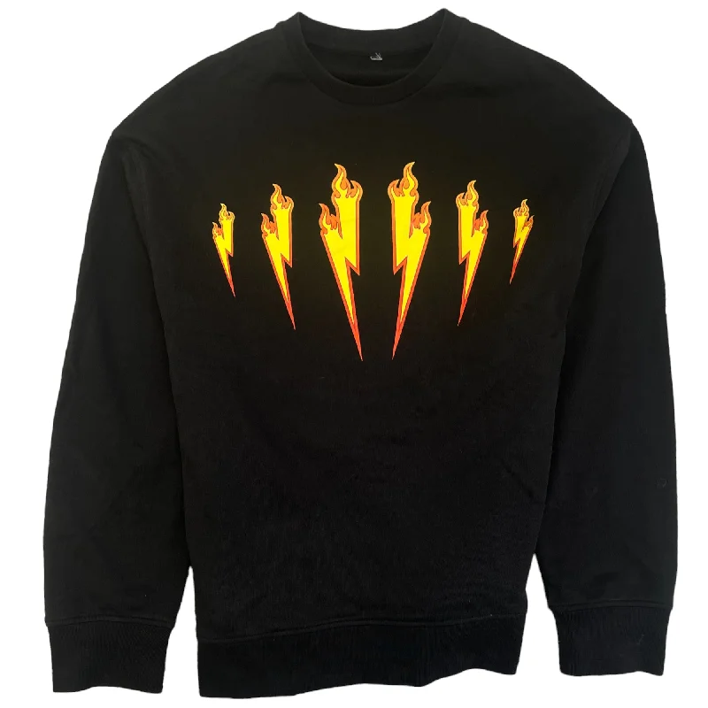 Men's Lightning Bolt Sweatshirt Black Size M