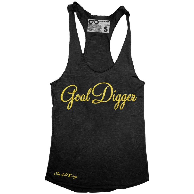 Today's Deal "GOAL DIGGER" Signature Series Racerback Tank (Black w/ Glitter Gold)