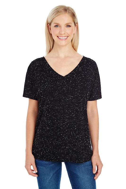 Can't Beat Threadfast Apparel Womens Fleck Short Sleeve V-Neck T-Shirt - Black - Closeout