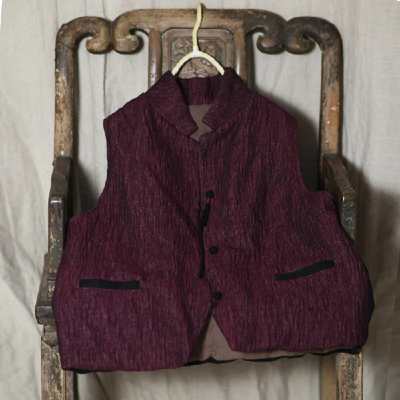 Year-End Sale Women Color Block Lapel Cotton Padded Warm Vests