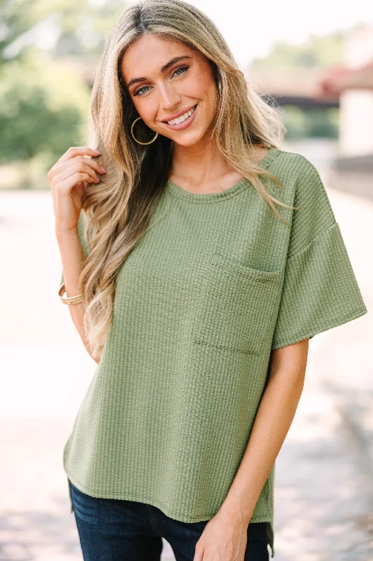 Instant Savings All I Could Ask For Olive Green Ribbed Top
