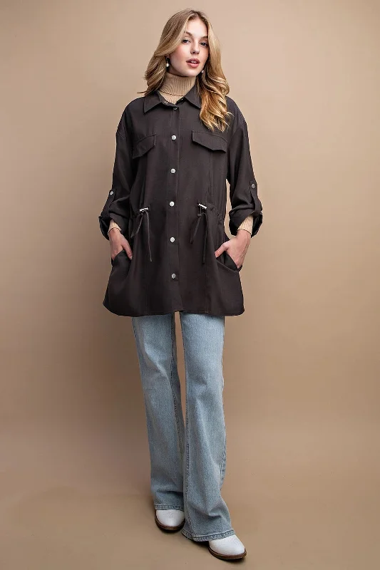 Lowest Rates GiGiO Drawstring Jacket in Charcoal