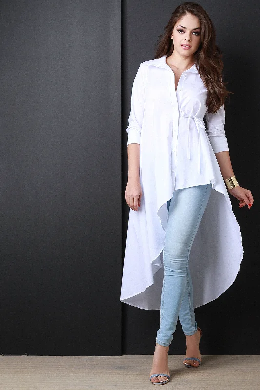 Markdowns Asymmetrical Hem Button Up Maxi Top