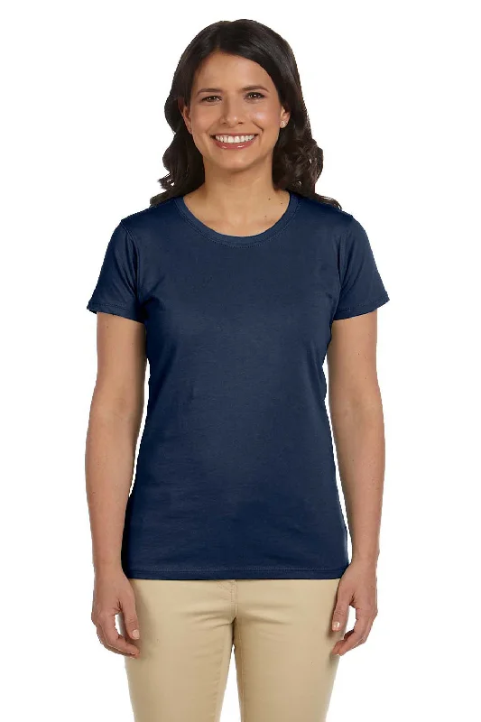 While Supplies Last Econscious Womens Heather Sueded Short Sleeve Crewneck T-Shirt - Navy Blue