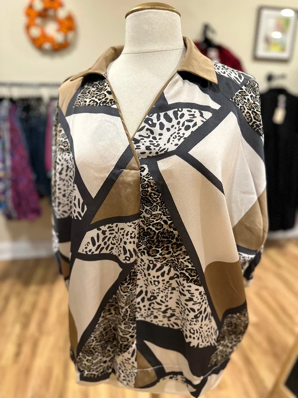 Exclusive Offers Umgee Mixed Print Top