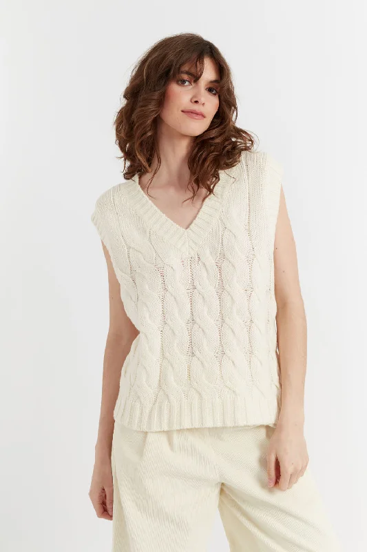 Weekend Deals to Make You Smile Cream Wool-Cashmere Vera Tank